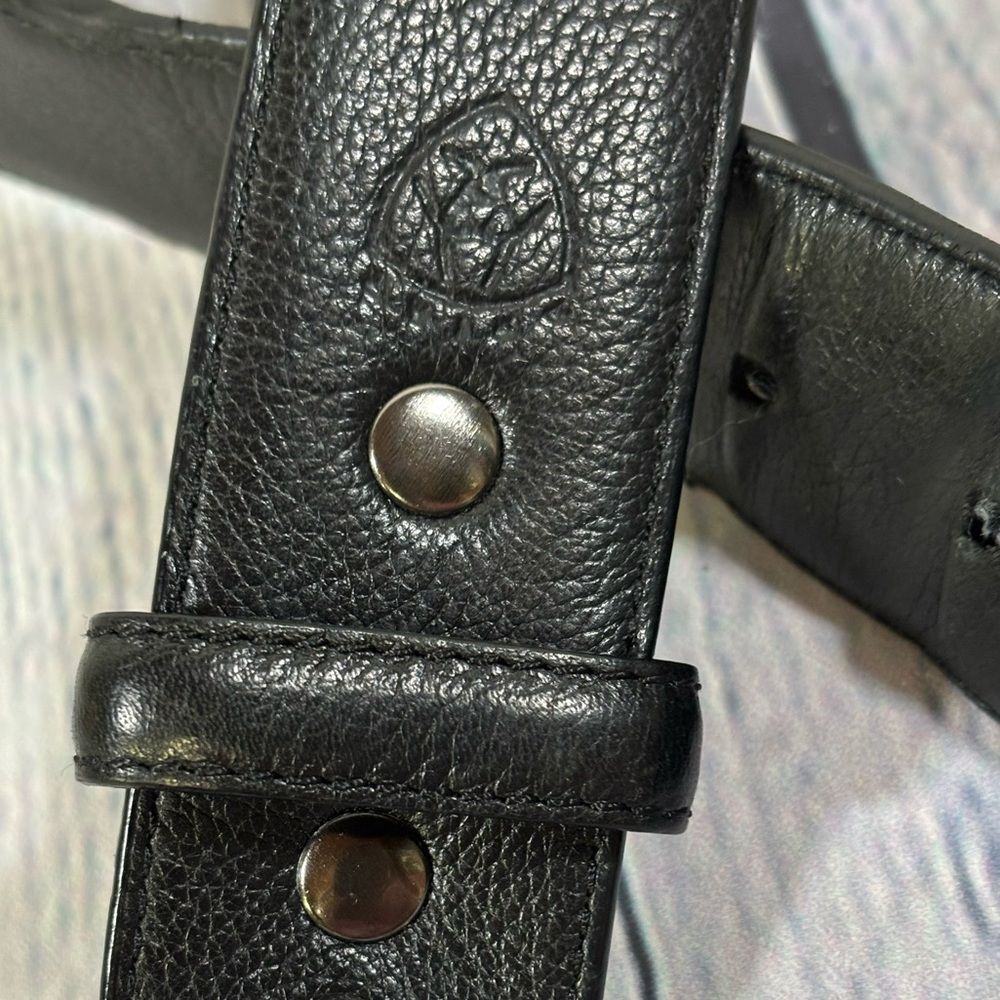 Ariat Black Leather Silver Buckle Western Southwestern Cowboy Casual Belt 44 - Picture 8 of 13